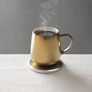 NIB Ohom Kopi Mug and Warmer Self- Heating Mug Fine Gold